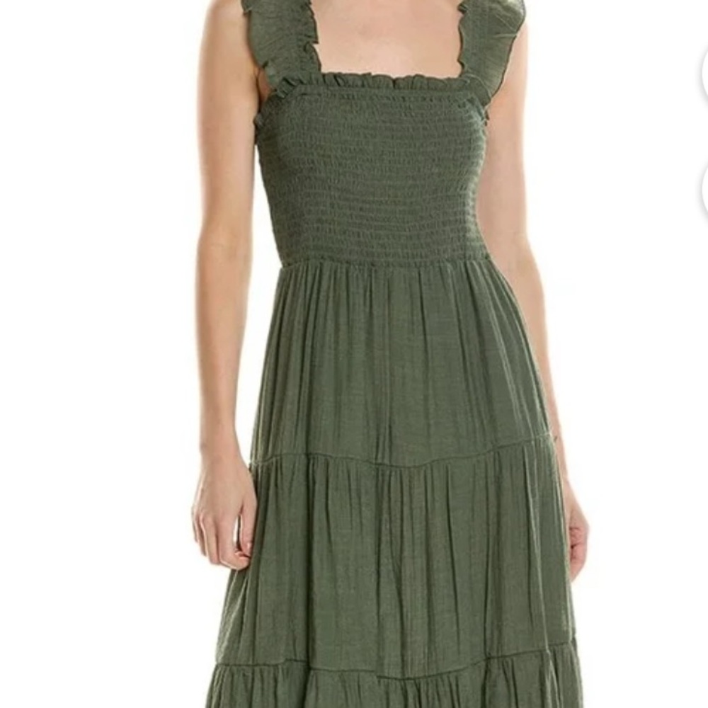NWT NEW Nanette Lepore Green Smocked Sundress with Flutter Sleeves Size 10